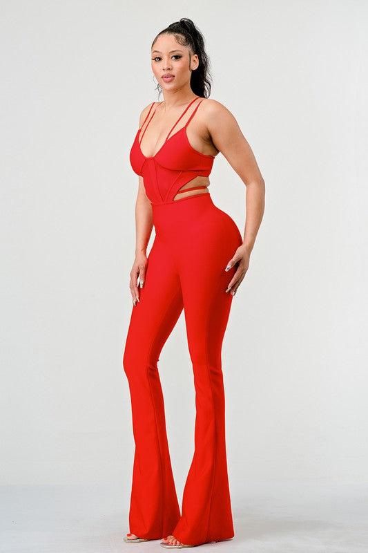 Seeing Red Bodycon Fitted Red Jumpsuit Luxe Clothing Boutique Accessories