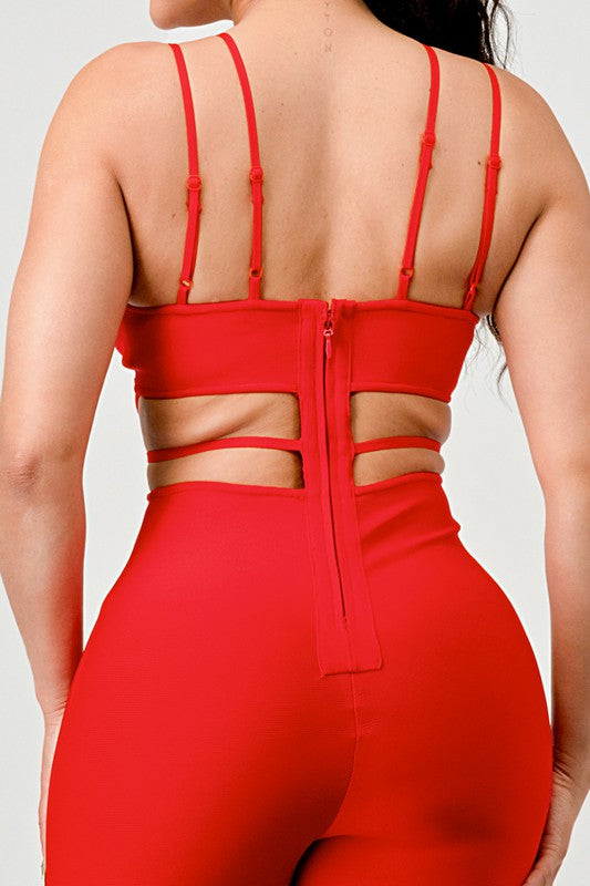 Seeing Red Bodycon Fitted Red Jumpsuit Luxe Clothing Boutique Accessories