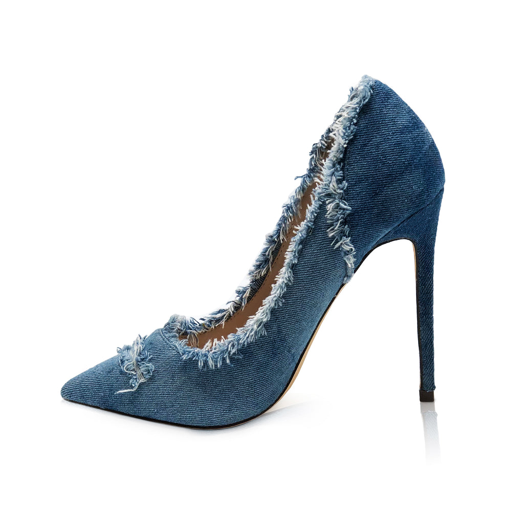 Womens Distressed Denim Open Toe High Heel Cutout Calf Esg10580 - China  Lady Shoes and Dress Shoes price | Made-in-China.com